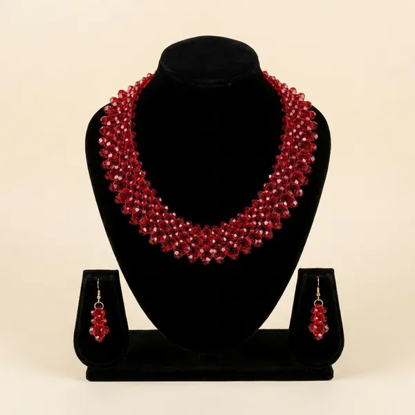 Red_Crystal_Beaded_Necklace_Set_With_Matching_Earrings