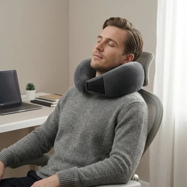 Grey_High_Density_Memory_Foam_Travel_Neck_Support_Pillow