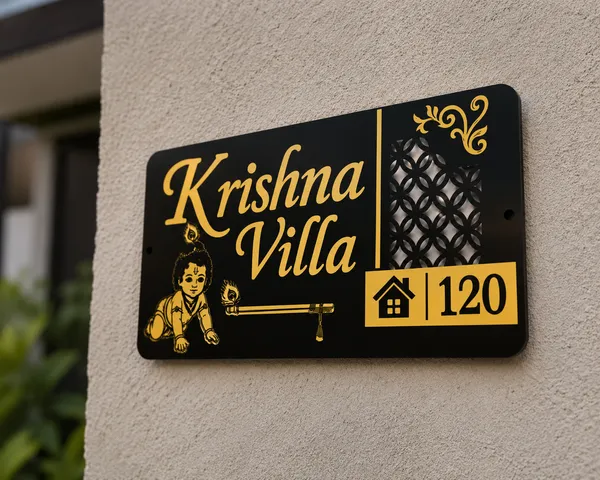 Personalized_krishna_Name_Plate_With_House_Number-_Black_With_Golden_Design
