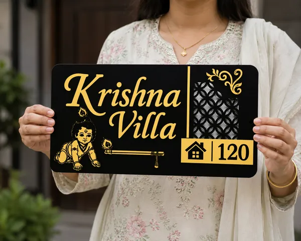 Personalized_krishna_Name_Plate_With_House_Number-_Black_With_Golden_Design