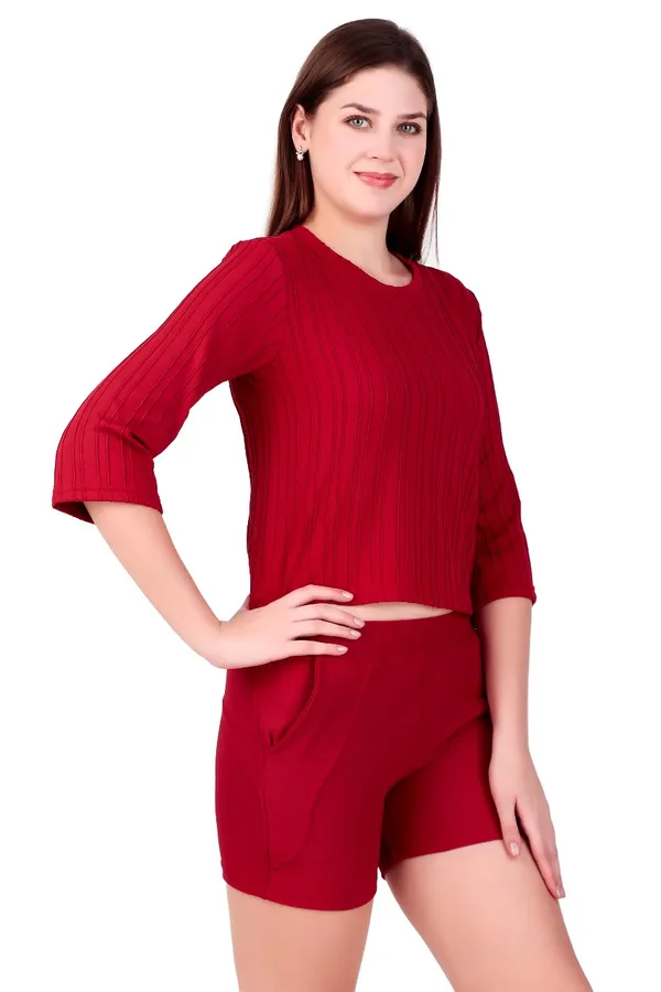 Red_Cotton_Blend_Co-Ord_Set_For_Women