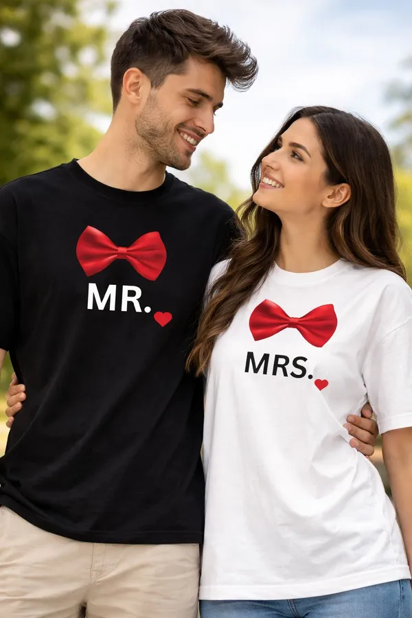 Black_&_White_Cotton_240Gsm_T-Shirt_Set_For_Couple_(Pack_of_2)