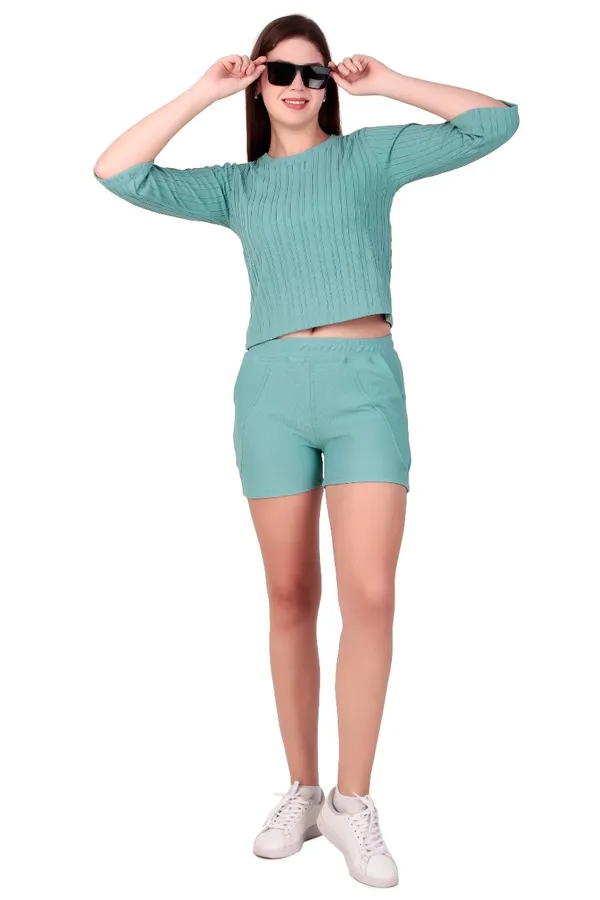 Green_Cotton_Blend_Co-Ord_Set_For_Women