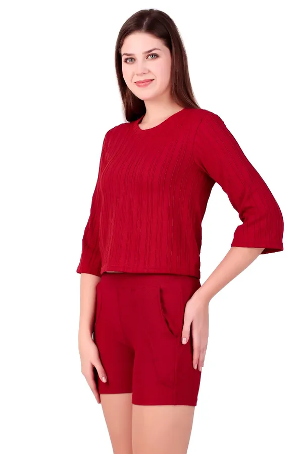 Red_Cotton_Blend_Co-Ord_Set_For_Women