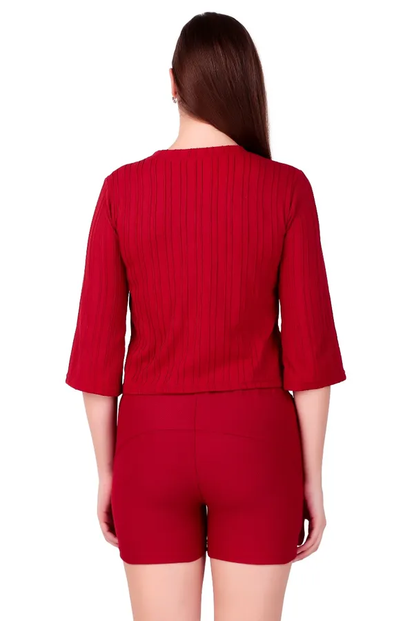 Red_Cotton_Blend_Co-Ord_Set_For_Women