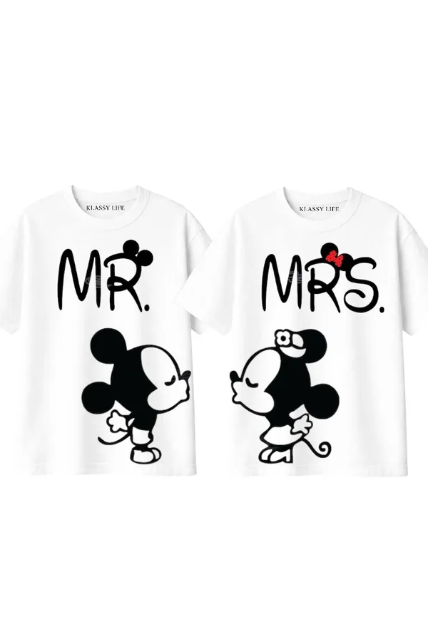 White_Cotton_240Gsm_T-Shirt_Set_For_Couple_(Pack_of_2)
