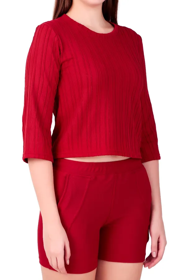 Red_Cotton_Blend_Co-Ord_Set_For_Women