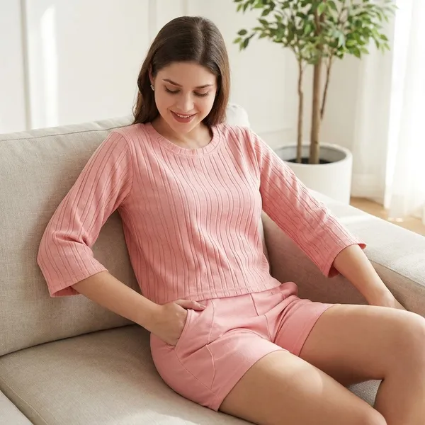 Pink_Cotton_Blend_Co-Ord_Set_For_Women