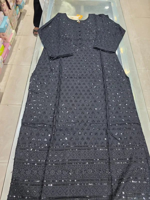 Dark_Grey_Sequin_Embellished_Kurta_With_Silver_Detailing
