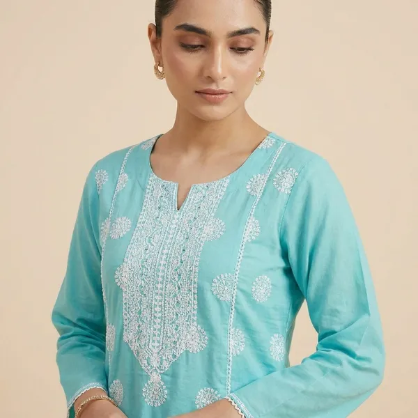 Turquoise_Blue_Embroidered_Pakistani_Suit_Set_With_Palazzo_And_Dupatta