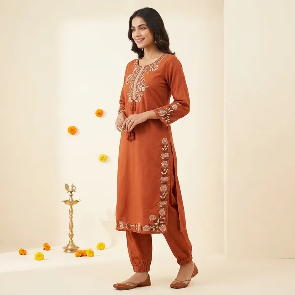 Orange_Embroidered_Salwar_Suit_Set