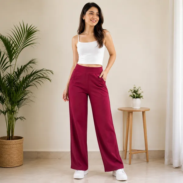 Women's_Maroon_Lycra_Straight_Fit_Trousers