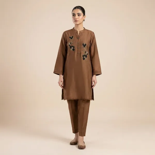 Brown_Premium_Embroidered_Kurta_Set