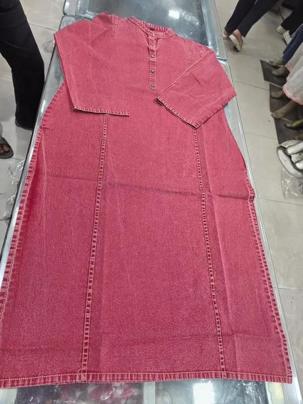 Dusty_Rose_Pink_Denim_Long_Kurta