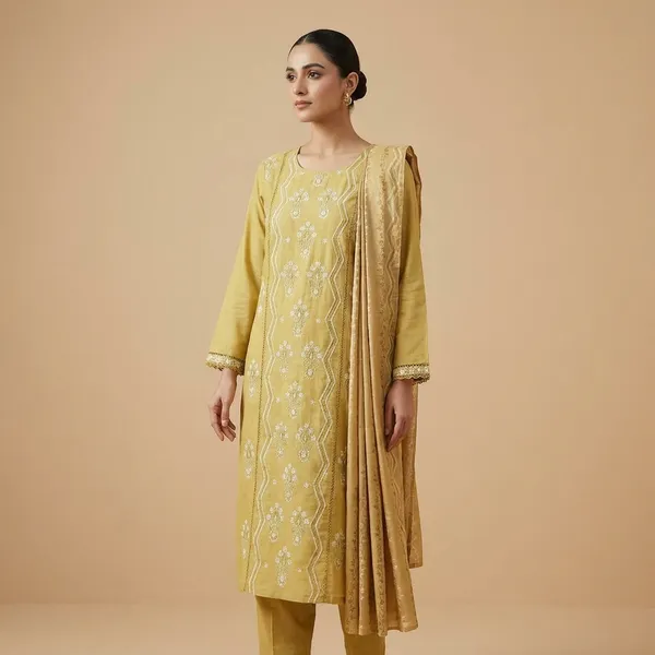 Yellow_Embroidered_Salwar_Suit_Set_With_Dupatta