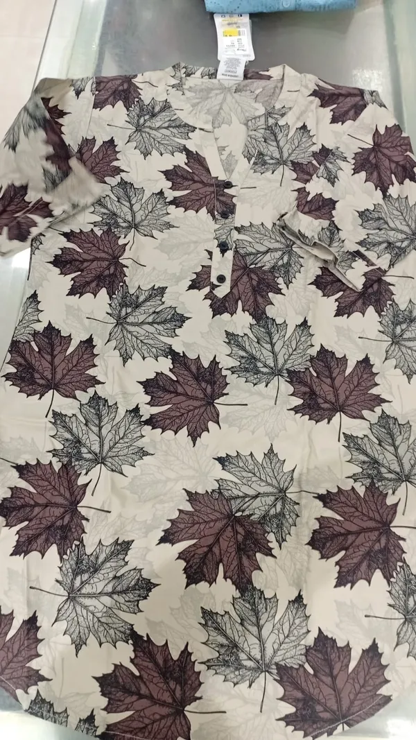 Maple_Leaf_Print_Kurta_Beige_With_Maroon_And_Grey_Leaves