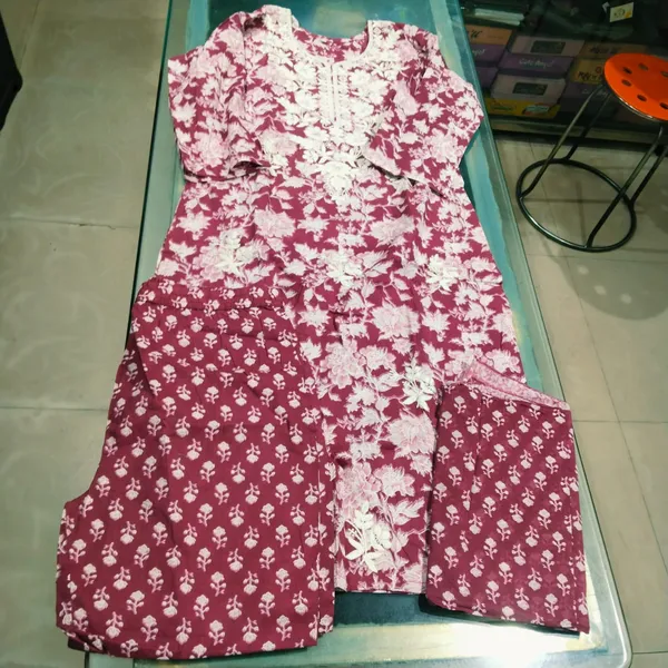 Maroon_Floral_Print_Kurta_Palazzo_Set