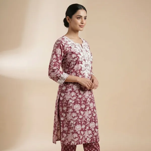 Maroon_Floral_Print_Kurta_Palazzo_Set