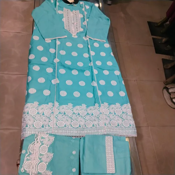 Turquoise_Blue_Embroidered_Pakistani_Suit_Set_With_Palazzo_And_Dupatta