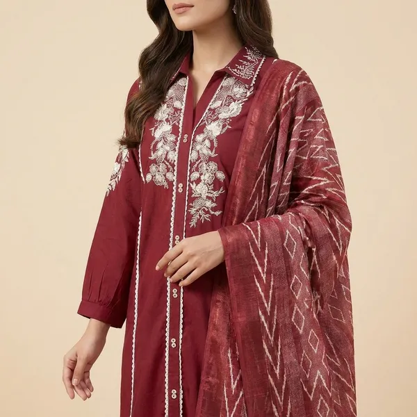Red_Embroidered_Kurta_Set_With_Dupatta