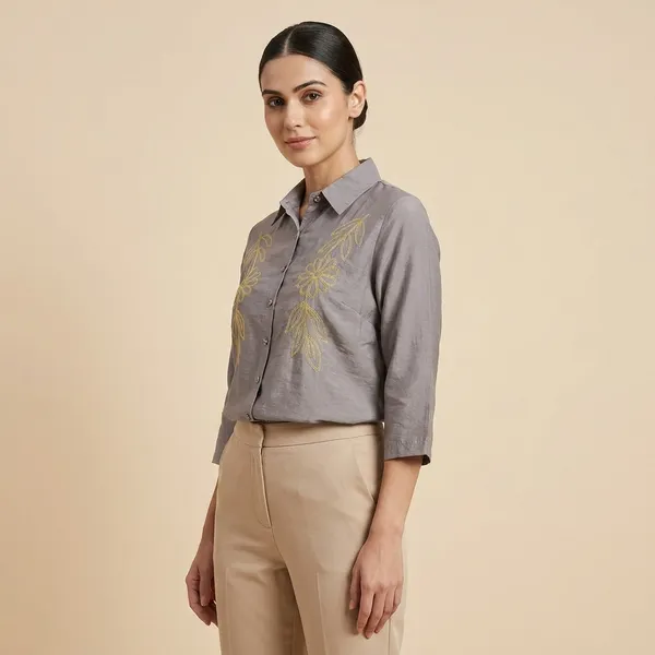 Grey_Embroidered_Collar_Shirt_With_Floral_Design