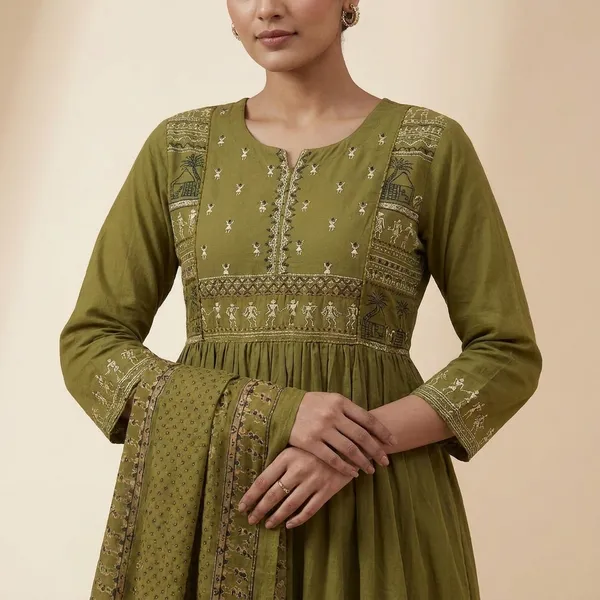 Mehendi_Green_Embroidered_Kurta_Set_With_Dupatta