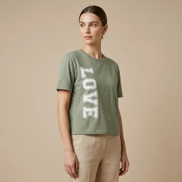 Premium_And_Elegant_Love_Printed_T-Shirt_Olive_Green