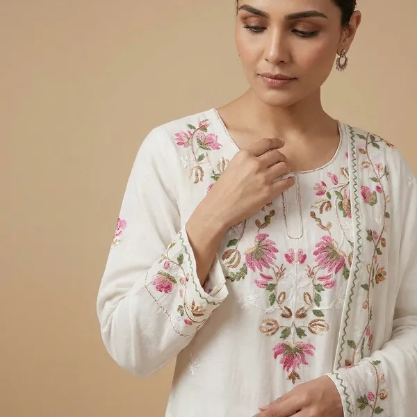 White_Embroidered_Kurta_Set_With_Floral_Design
