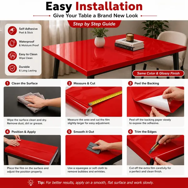 Wisdom_Vinyl_Contact_Paper_Decorative_For_Cabinets_Countertops_Kitchen_Shelves_Liner_Self_Adhesive_Film_Peel_And_Stick_Waterproof_Removable_Wallpaper_2_Feet_By_6_Feet_Red_Glossy