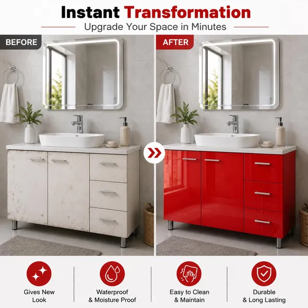 Wisdom_Vinyl_Contact_Paper_Decorative_For_Cabinets_Countertops_Kitchen_Shelves_Liner_Self_Adhesive_Film_Peel_And_Stick_Waterproof_Removable_Wallpaper_2_Feet_By_6_Feet_Red_Glossy