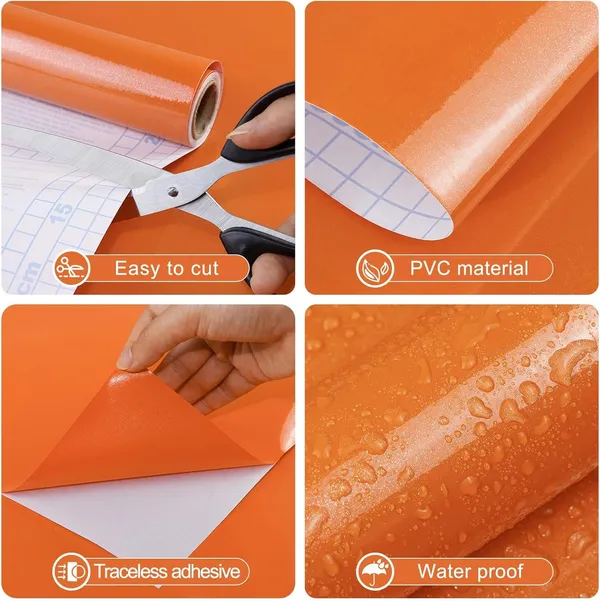 Wisdom_Vinyl_Contact_Paper_Decorative_For_Cabinets_Countertops_Kitchen_Shelves_Liner_Self_Adhesive_Film_Peel_And_Stick_Waterproof_Removable_Wallpaper_2_Feet_By_6_Feet_Orange_Glossy