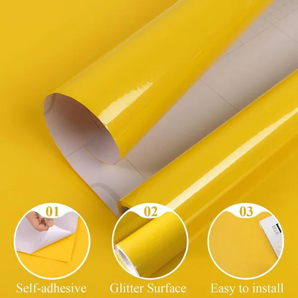 Wisdom_Vinyl_Contact_Paper_Decorative_For_Cabinets_Countertops_Kitchen_Shelves_Liner_Self_Adhesive_Film_Peel_And_Stick_Waterproof_Removable_Wallpaper_2_Feet_By_6_Feet_Yellow_Glossy
