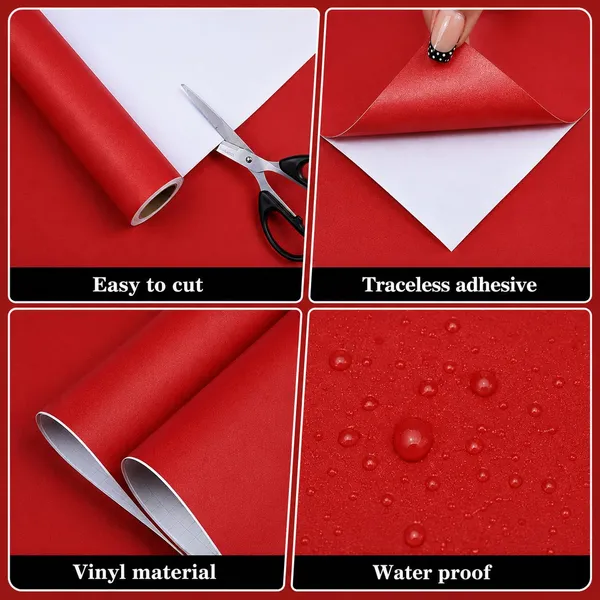 Wisdom_Vinyl_Contact_Paper_Decorative_For_Cabinets_Countertops_Kitchen_Shelves_Liner_Self_Adhesive_Film_Peel_And_Stick_Waterproof_Removable_Wallpaper_2_Feet_By_6_Feet_Red_Matte