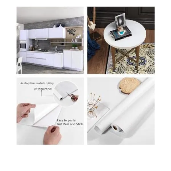 Wisdom_Vinyl_Contact_Paper_Decorative_For_Cabinets_Countertops_Kitchen_Shelves_Liner_Self_Adhesive_Film_Peel_And_Stick_Waterproof_Removable_Wallpaper_2_Feet_By_6_Feet_Matte_White