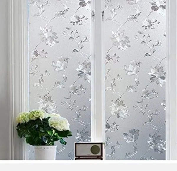 Wisdom_Window_Decorative_Glass_Film_Heat_Control_Self_Adhesive_12_X_48_Flower_Pattern