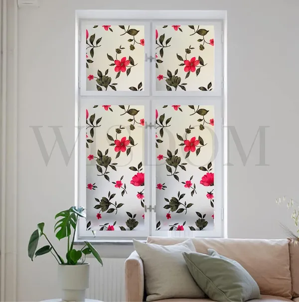 Wisdom_Window_Glass_Decorative_Frosted_Film_Static_Cling_Heat_Control_Film_Self_Adhesive_Window_Frosted_Film_12_X_48_Flower_Dazy_Frosted_121_Cms