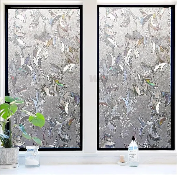 Wisdom_Window_Glass_Decorative_Frosted_Film_Heat_Control_Film_Self_Adhesive_Window_12_X_96_Plant_Leaf_Frosted