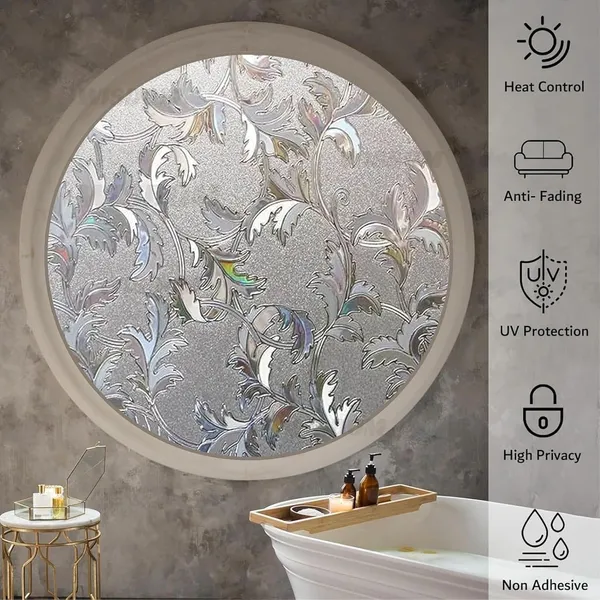 Wisdom_Window_Glass_Decorative_Frosted_Film_Heat_Control_Film_Self_Adhesive_Window_12_X_96_Plant_Leaf_Frosted