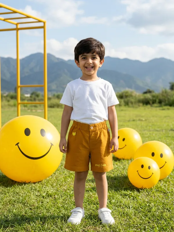 Boys_Organic_Cotton_Dobby_Knee_Length_My_Fun_Embroidered_Shorts_Gold