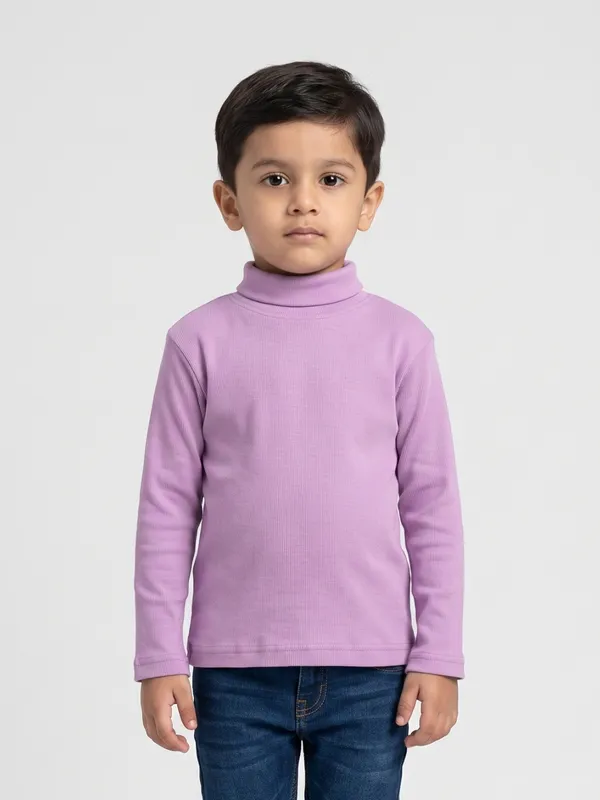 Unisex_Organic_Cotton_Full_Sleeve_Turtle_Neck__T-Shirt_-_Lavender