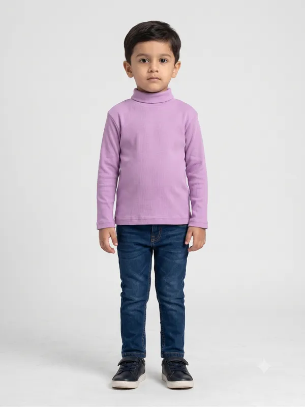 Unisex_Organic_Cotton_Full_Sleeve_Turtle_Neck__T-Shirt_-_Lavender