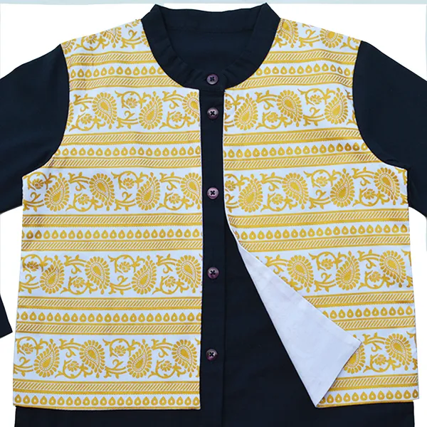 Boys_Kurta_with_Golden_Printed_Attached_Jacket_&_Pyjama-Navy