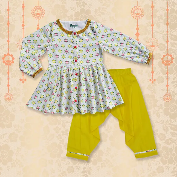 Girls_Organic_Cotton_Rangoli_Printed_Top_&_Salwar_-_White