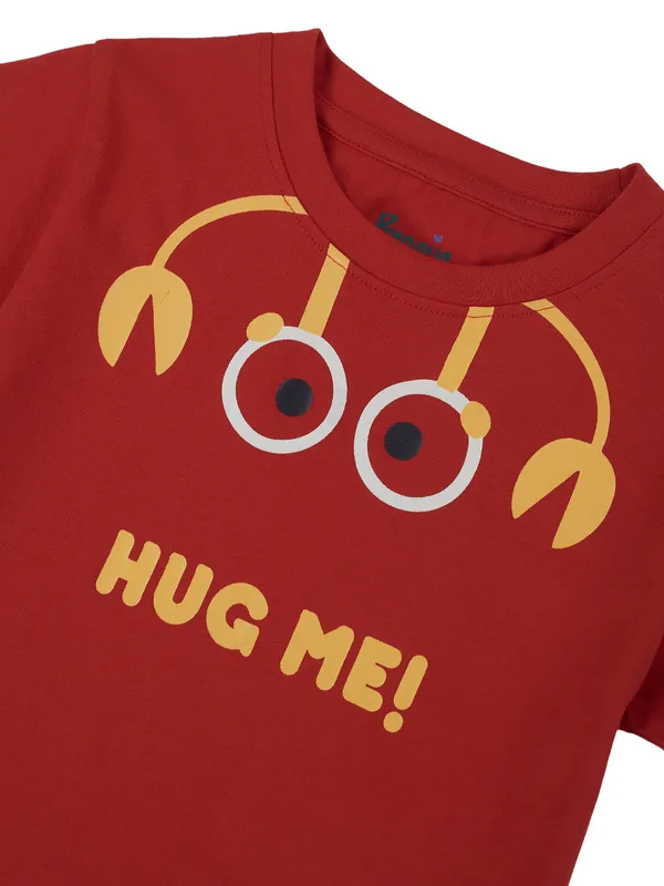 Organic_Cotton_Single_Jersey_Half_Sleeves_Hug_Me_Crab_Print_T_Shirt_Red