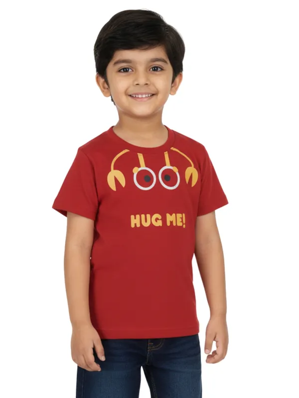 Organic_Cotton_Single_Jersey_Half_Sleeves_Hug_Me_Crab_Print_T_Shirt_Red