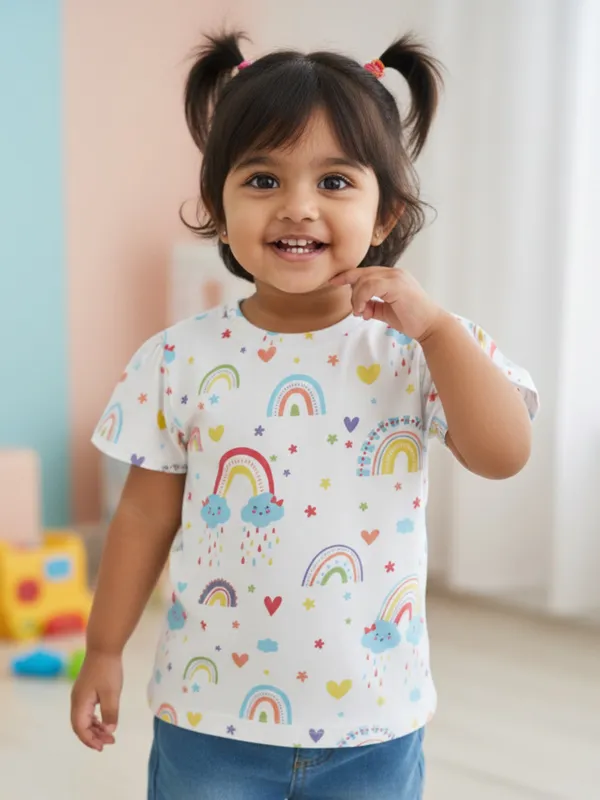 Organic_Cotton_Single_Jersey_Half_Sleeves_Rainbow_All_Over_Print_Top_White