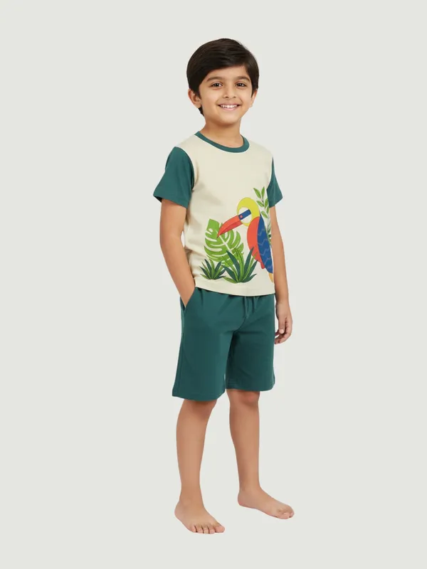 Organic_Cotton_Single_Jersey_Half_Sleeves_Print_And_Applique_Tee_And_Shorts_Set_Mallard_Green