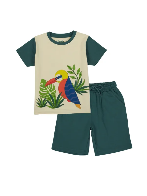 Organic_Cotton_Single_Jersey_Half_Sleeves_Print_And_Applique_Tee_And_Shorts_Set_Mallard_Green