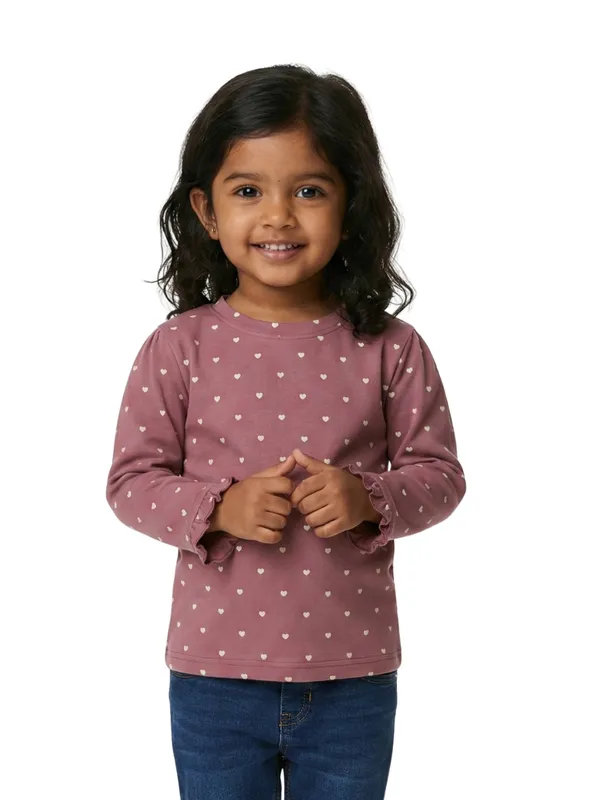 Organic_Cotton_Knits_Full_Sleeve_With_Frill_Hem_Heart_All_Over_Prited_Top_Rhubarb