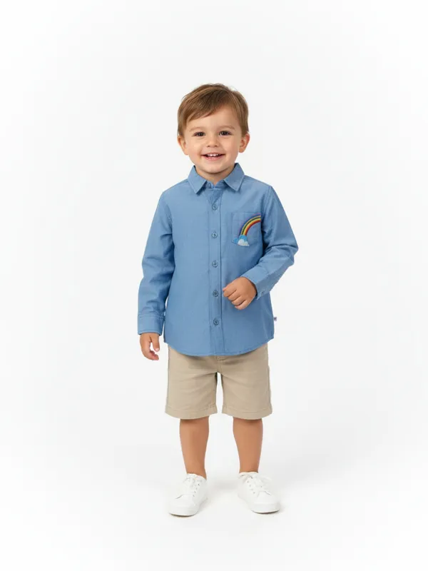 Boys_Organic_Cotton_Full_Sleeve_Shirt_Soft_Chambray_With_Rainbow_Embroidery_Casual_Shirt